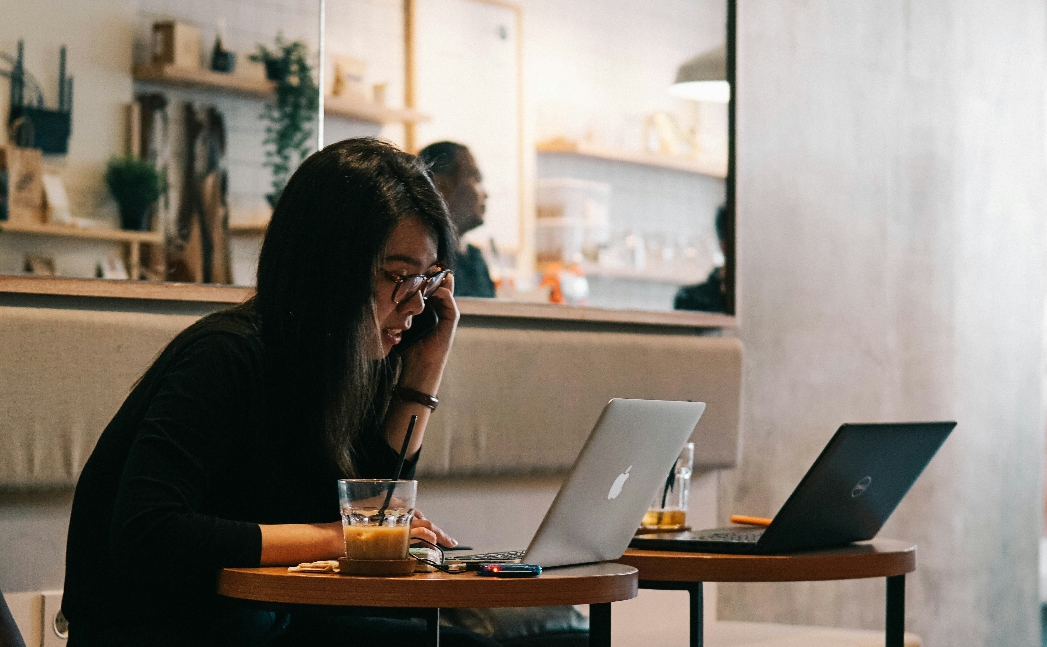 Digital nomad working on a laptop