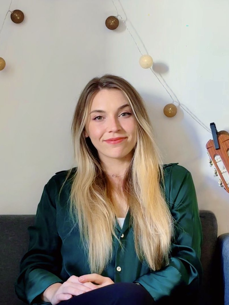 Joanna Slupek sitting on a couch